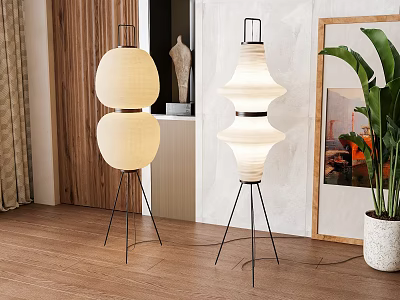 Modern Floor Lamps With Artistic Design In Living Room Interior 3d model