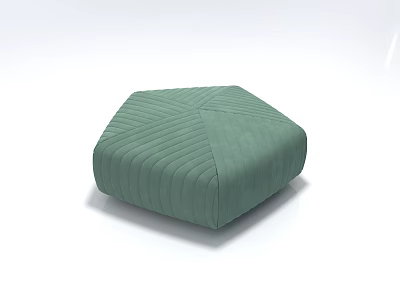Green Hexagonal Ottoman with Striped Padded Design for Living Room Decor 3d model
