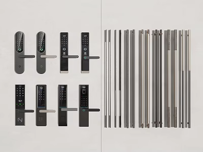Modern Smart Door Handles with Various Designs and Metal Strips in Multiple Styles 3d model