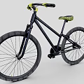 Stylish Black Bicycle With Yellow Handlebars And Wide Tires Design