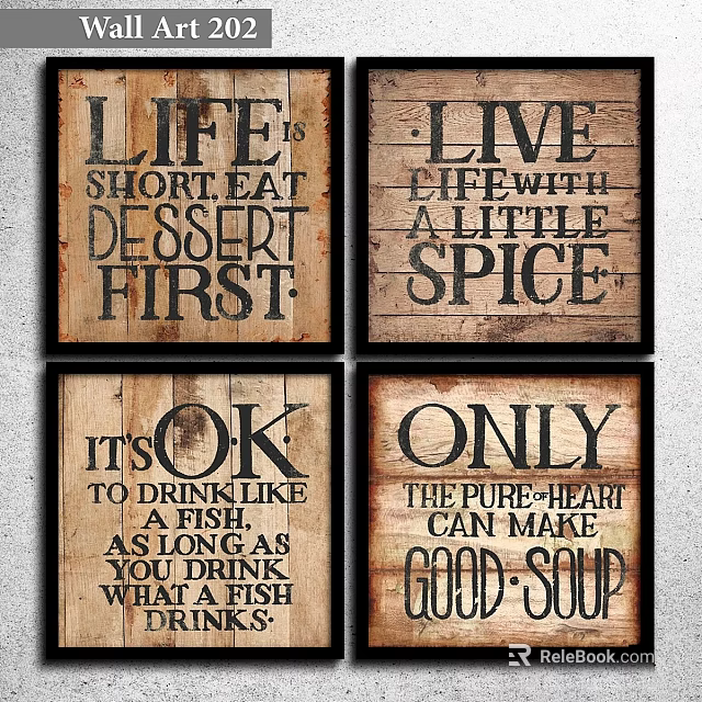 Wooden Decorative Signs With Inspirational Life Quotes For Home Decor 3d model 