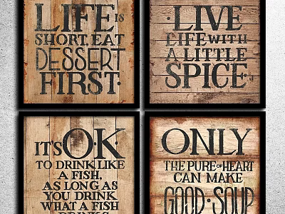 Wooden Decorative Signs With Inspirational Life Quotes For Home Decor 3d model