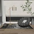 Unique Modern Accent Chair With Fireplace Floor Lamp And Green Plant Decor