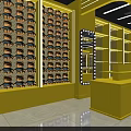 Indoor Playground Snack Area With Yellow Interior Glass Display Cabinets And Counter