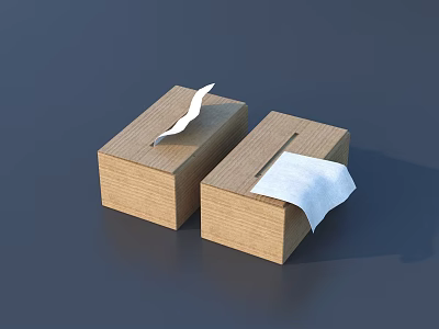 Two Brown Cardboard Boxes with White Paper Sheets Peeking Out on Gray Background 3d model