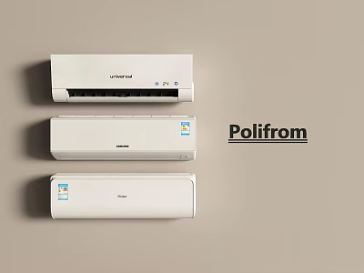 Three White Polifrom Air Conditioner Fans With Modern Design And Sleek Look 3d model