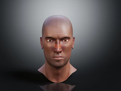 3D Character Male Head Model Design With Realistic Facial Features And Dark Background 3d model