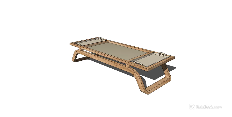 Modern Wooden Coffee Table with Curved Legs and Smooth Surface Design 3d model 