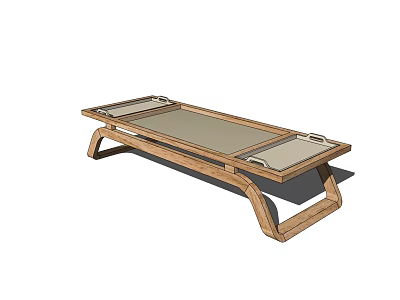 Modern Wooden Coffee Table with Curved Legs and Smooth Surface Design 3d model