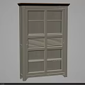 White Wardrobe With Glass Doors Wooden Top And Louvered Shelves Design
