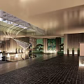 Indoor Garden Landscape With Spiral Water Feature Skylight And Patterned Floor