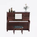 Different Style Pianos Featuring Musical Instruments And Art Supplies With Music Sheets Vases And Stools