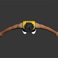 Man in Yellow Lakers Jersey Number 10 with Arms Outstretched Standing Pose
