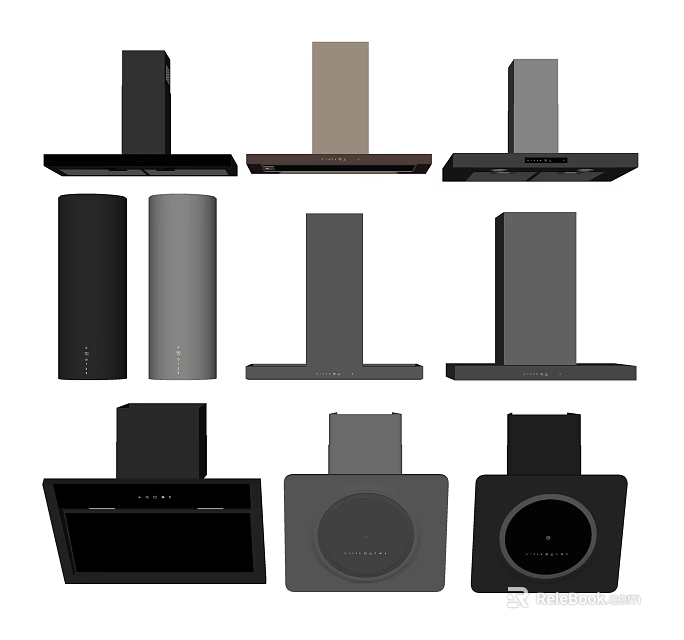Kitchen Appliances With Modern Range Hoods In Multiple Sleek Designs And Styles 3d model 