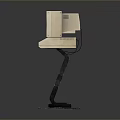 Vintage Portable Computer With Monitor Keyboard On Black Stand And Yellow Label
