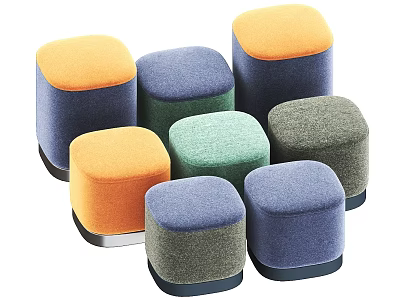Colorful Sofa Stools with Various Colors Soft Cushion for Home Living Room 3d model