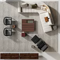 Modern Curved Sectional Sofa And Wooden Coffee Table Combination For Elegant Minimalist Living Room