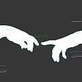 Man's Hands Reaching Towards Each Other With Fingertips Almost Touching On Dark Background
