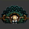 Fantasy Woman Character With Green Dress Golden Decorations Horns And Gemstones