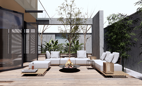 Modern courtyard outdoor sofa 3d model