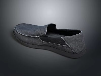 Gray Casual Slip On Shoes With Canvas Material And Black Sole Design 3d model