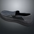 Gray Casual Slip On Shoes With Canvas Material And Black Sole Design