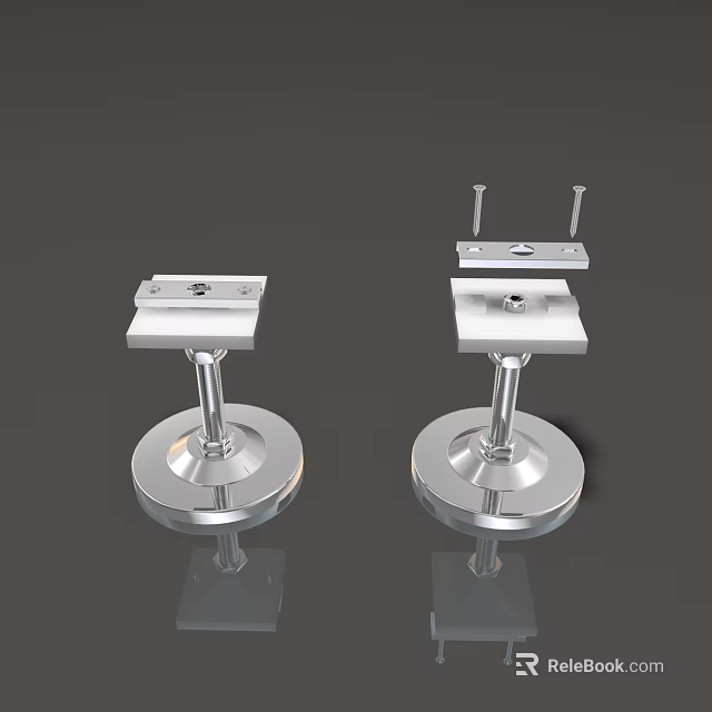 Stainless Steel Structural Components with Circular Base Cylindrical Post Top Plate and Mounting Screws 3d model 