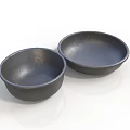 Household Kitchen Utensils Two Black Bowls With Ceramic Matte Finish Design