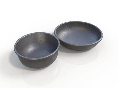 Household Kitchen Utensils Two Black Bowls With Ceramic Matte Finish Design 3d model