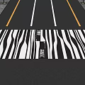 Road Facilities With Zebra Crossing Yield To Pedestrians Text Lane Lines Street Lamps And Sidewalks