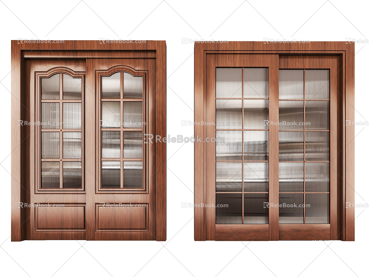 Kitchen solid wood sliding door custom kitchen sliding door balcony sliding wooden door partition paint door 3d model