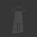 Simple Plastic Hanger Holding Gray Pants And Folded Cloth On Gray Background 3d model