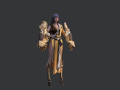 Women Warriors Martial Arts Women Warriors Berserker Golden Armor Goddess Valkyrie Goddess Ares Medieval 3d model