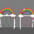 Colorful Rainbow Shaped Swings With Cloud Decorations Moon And Star Accents For Kids