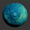 Fantasy Game Movie Character Blue Shiny Scaled Egg With Textured Surface