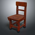 Reddish Brown Wooden Leisure Chair With Simple Backrest Natural Wood Grain And Black Foot Pads