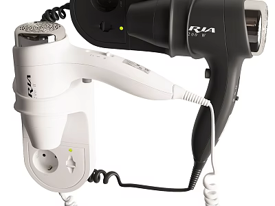 Two KRA Brand White And Black Hair Dryers Daily Electrical Appliances 3d model
