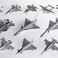 Various Detailed Fighter Jet Models Displayed With Different Military Aircraft Designs