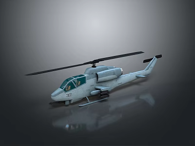 Detailed Military Helicopter Model With Rotor Cockpit And Weapon Equipment 3d model