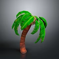 Realistic Palm Tree With Lush Green Leaves And Brown Trunk