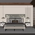 Modern Bedroom Interior Design With Headboard Wall Art Nightstands Table Lamps And Light Wood Flooring