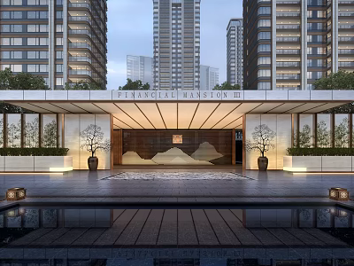 Modern Sales Office Building Community Entrance Lobby 3d model