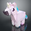 3D Pixelated Pink Unicorn Doll With Block Style Rainbow Mane Tail