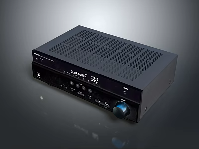Denon Black Headphone Speaker Amplifier With Control Knob Display Buttons And Grilles 3d model
