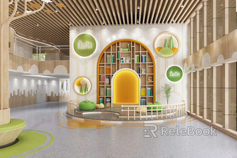 Modern kindergarten kindergarten image wall play area model