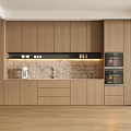 Modern Kitchen Interior Featuring Stylish Wooden Wine Cabinet And Marble Countertop