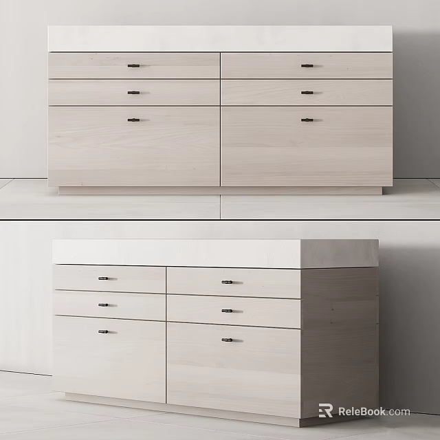 Simple Modern Chest of Drawers With Light Wood Finish And Sleek Design 3d model 