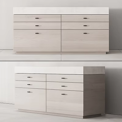 Simple Modern Chest of Drawers With Light Wood Finish And Sleek Design 3d model