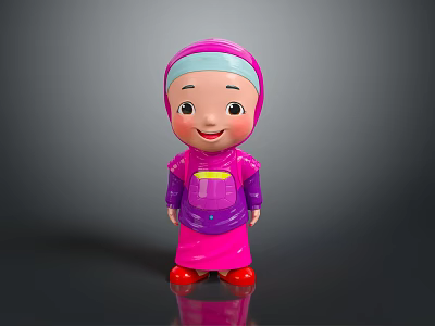 Children's Interactive Doll Toy With Pink Purple Outfit Headscarf And Red Shoes 3d model