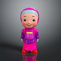 Children's Interactive Doll Toy With Pink Purple Outfit Headscarf And Red Shoes